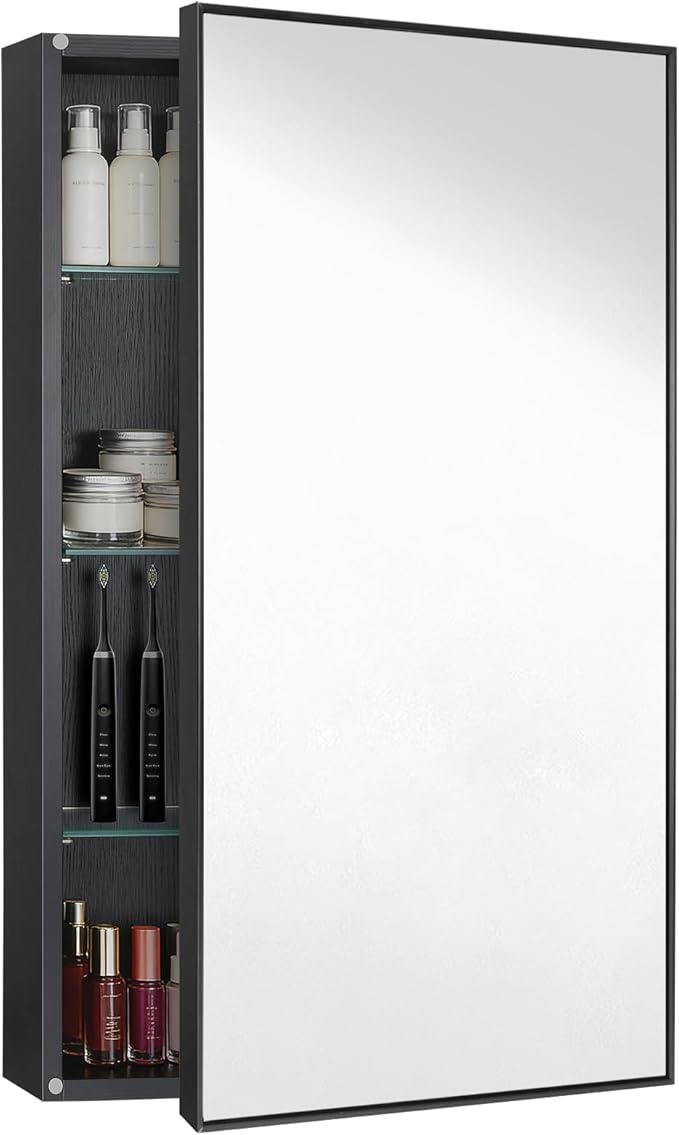 Medicine Cabinet with Mirror, 20x30 Inch Rectangle Wall Mounted Bathroom Vanity - Image 8
