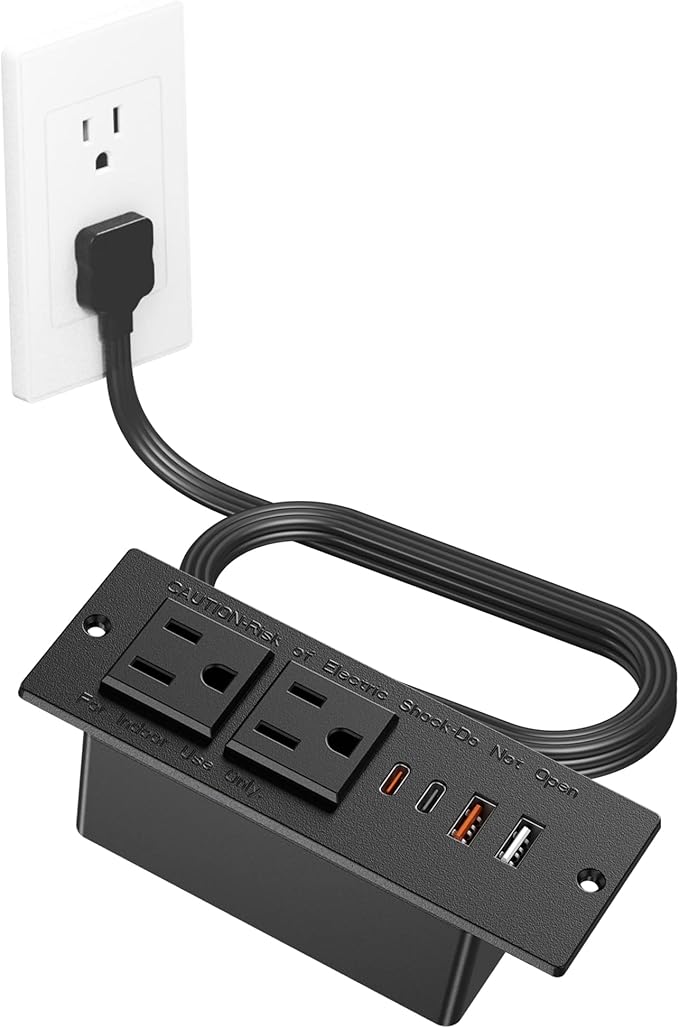 Recessed Power Strip with 30W USB C, Ultra Thin Flat Plug Power Strip, 2 - Image 8