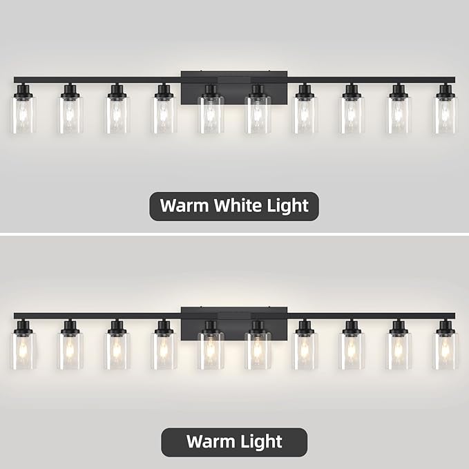 DIKAIDA 10 Light Bathroom Vanity Lights Over Mirror, 65.4inch Black Vanity - Image 9