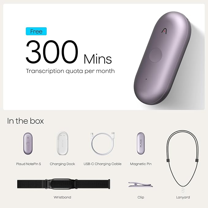 Plaud NotePin S AI Voice Recorder, Wearable AI Notetaker, AI Transcribe & - Image 9