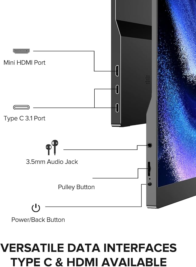 EVICIV Portable Monitor Touchscreen 15.6”, 125% sRGB 1080P IPS 10-Point Touch - Image 7