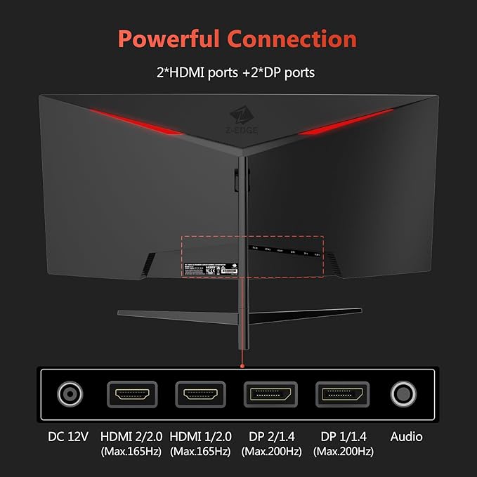 Z-Edge 30" Curved Gaming Monitor, WFHD1080P 200Hz 165Hz Monitor, MPRT 1ms - Image 8