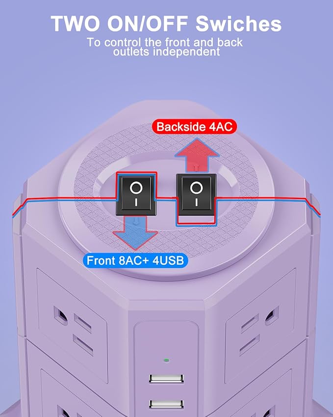 Flat Plug Power Strip Tower - Image 7