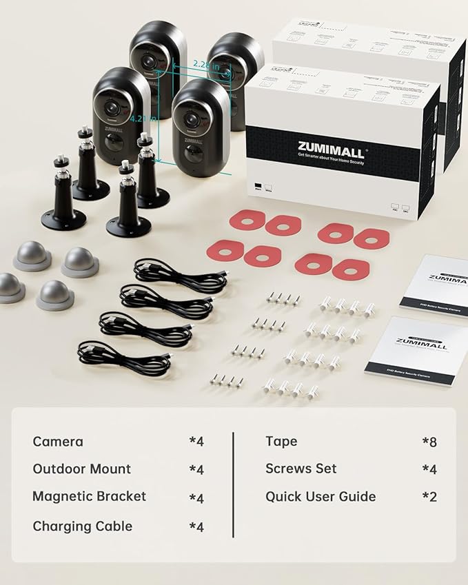 ZUMIMALL Security Cameras Wireless Outdoor, 4 Packs, 2K Cameras - Image 8