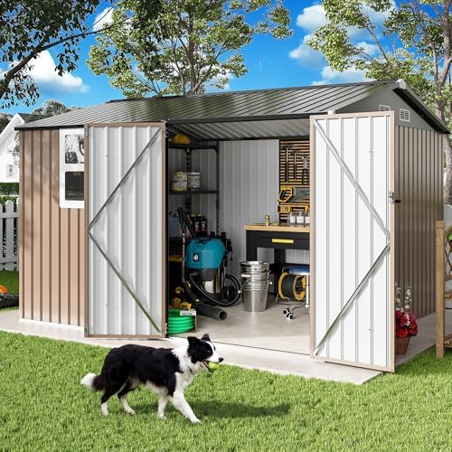 ironck 10x8.2ft outdoor storage shed with clear window, view 9