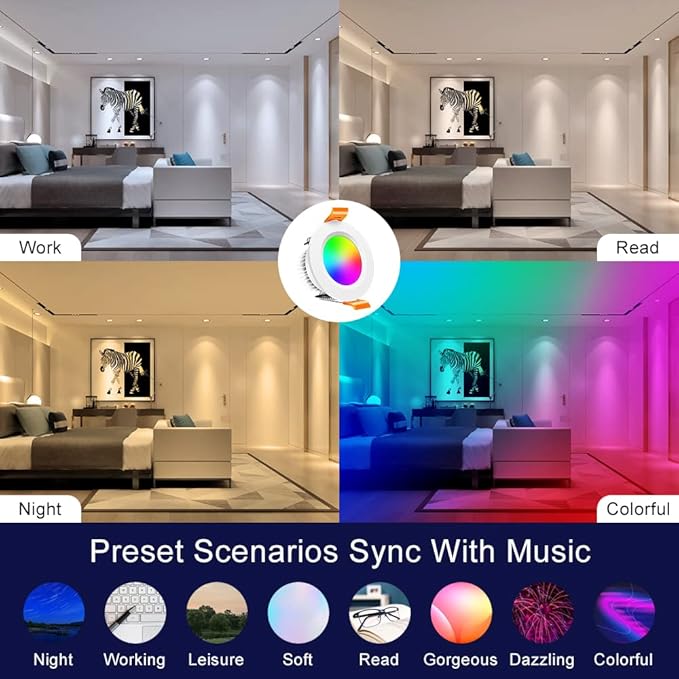 inShareplus 6 Pack 2 Inch Smart Recessed Lighting, WiFi LED Downlight 5W 120V - Image 7