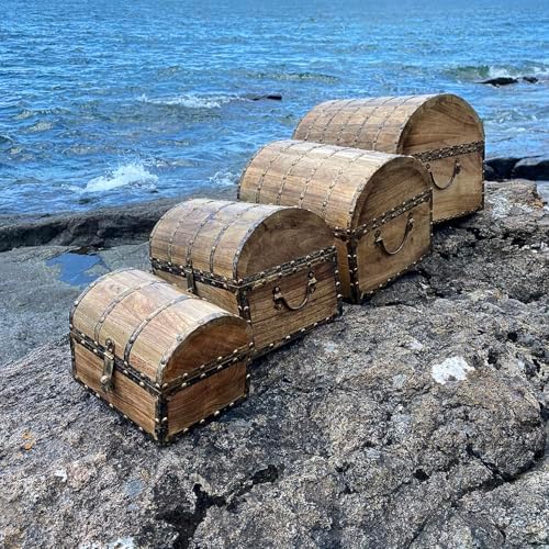 nautical cove antiqued finished wood treasure chest with, view 9