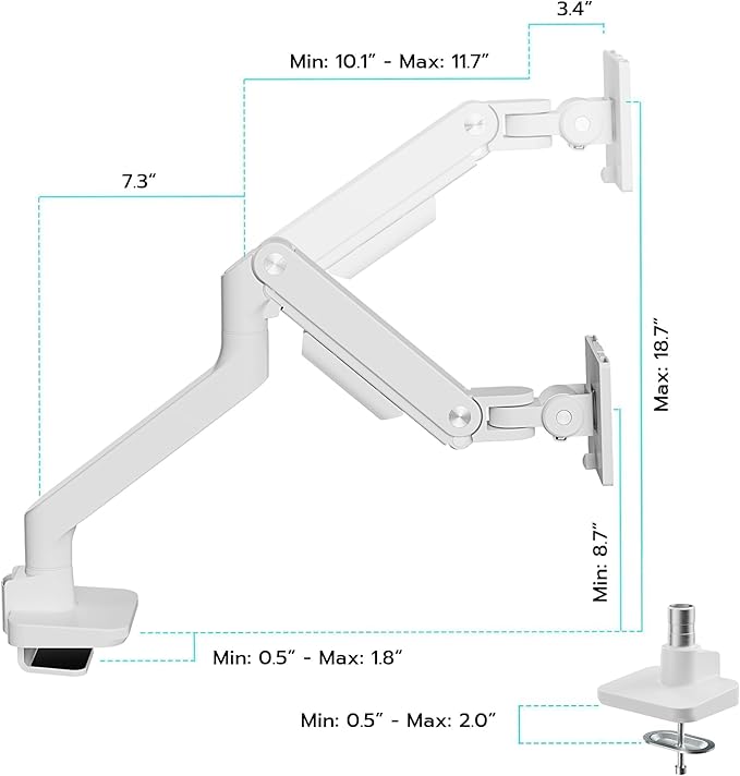ARES WING Ultrawide Monitor Arm White - Image 8
