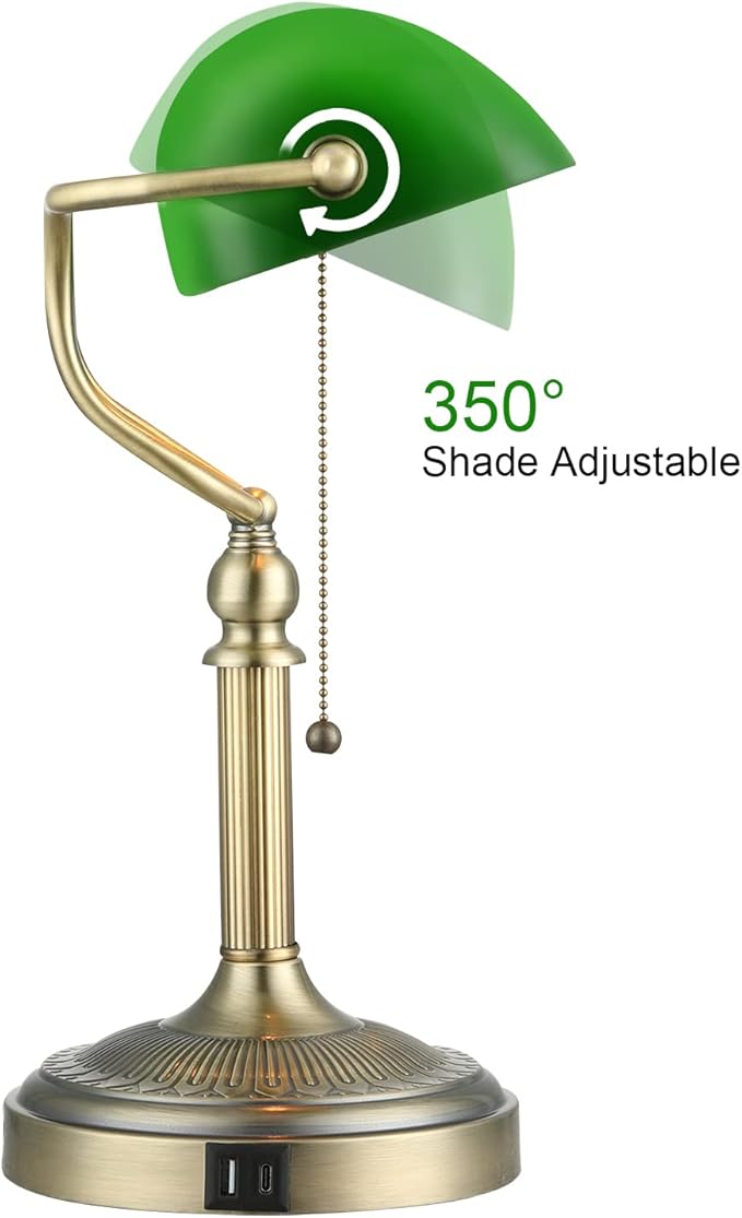 Newrays Green Glass Bankers Desk Lamp - Image 7