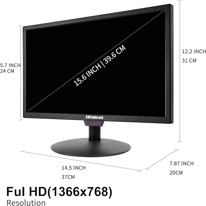 SKitphrati 15.6 Inch Small Computer PC Monitor, 1366x768 Video Screen - Image 7