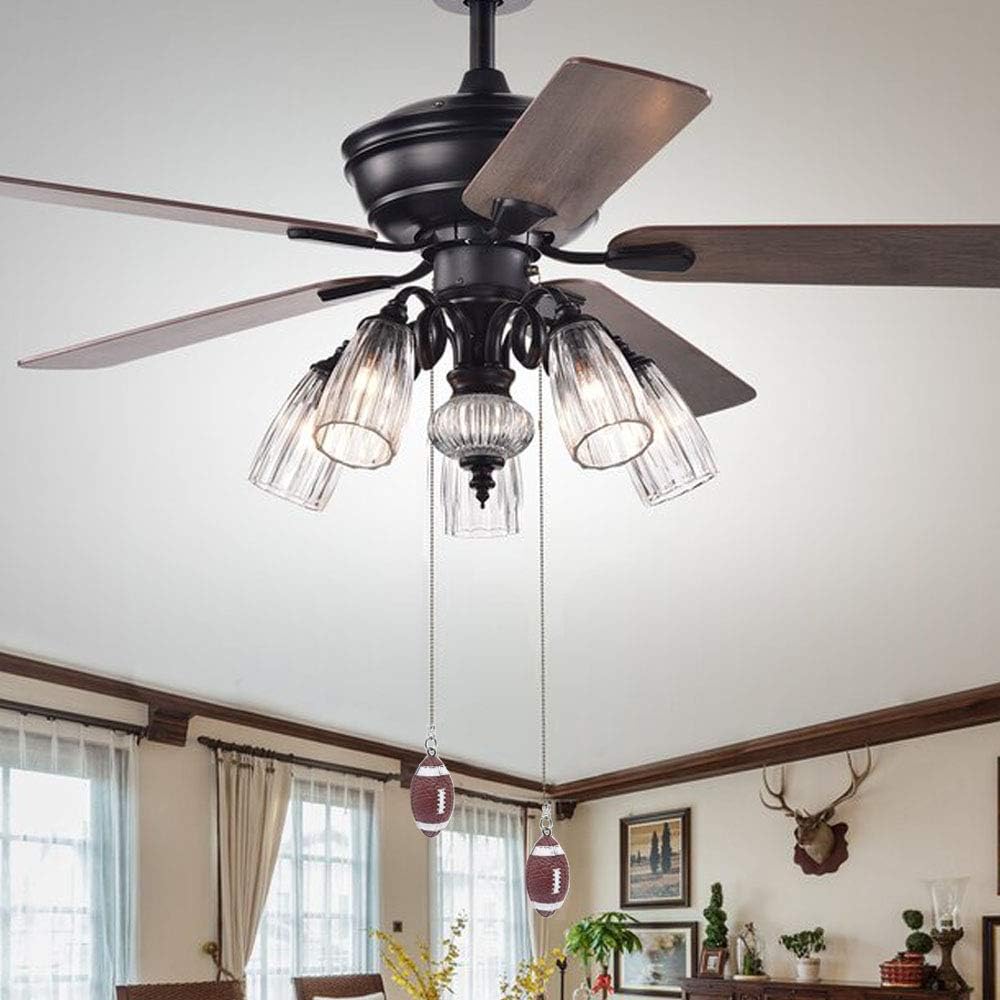 Rugby Ceiling Fan Pull Chain Decorative Extension Light Pull Chain Set,Sport Theme Fan String Charm Decorative Extension,Fan Light Chains Ornaments,Rugby Pendant for Ceiling Fans Lights Lamp 2PCS