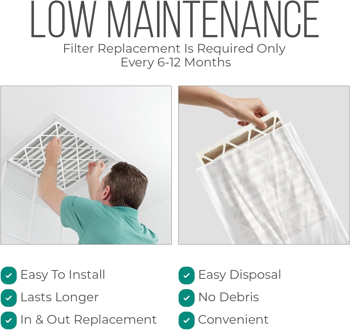 20x20x4 Air Filter Replacement - FC100A1011 HVAC Furnace Filters with Merv 11 Filter Media, AC Filter with Homequip Disposal Bag (2 Pack)