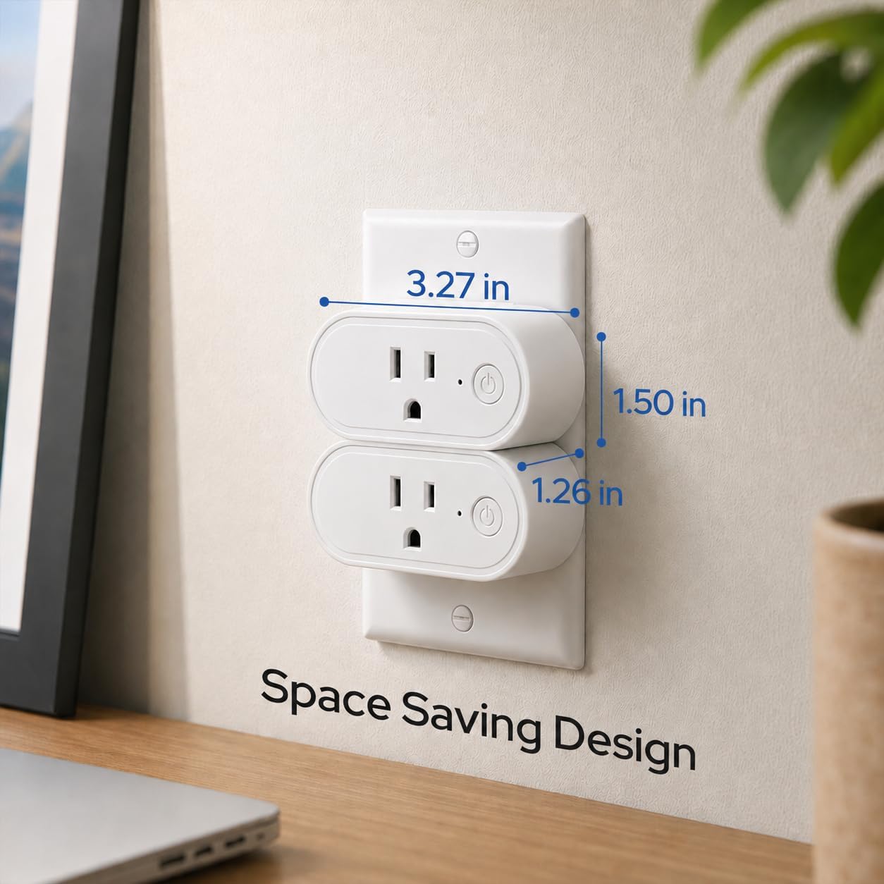 LoraTap Remote Control Outlet, On Off Light Switch with Wall Plate - Wireless Control 2 Plugs from 100ft, No WiFi Needed, Ideal for Lamps, Fans, Small Appliances(1 Remote + 2 Outlets)