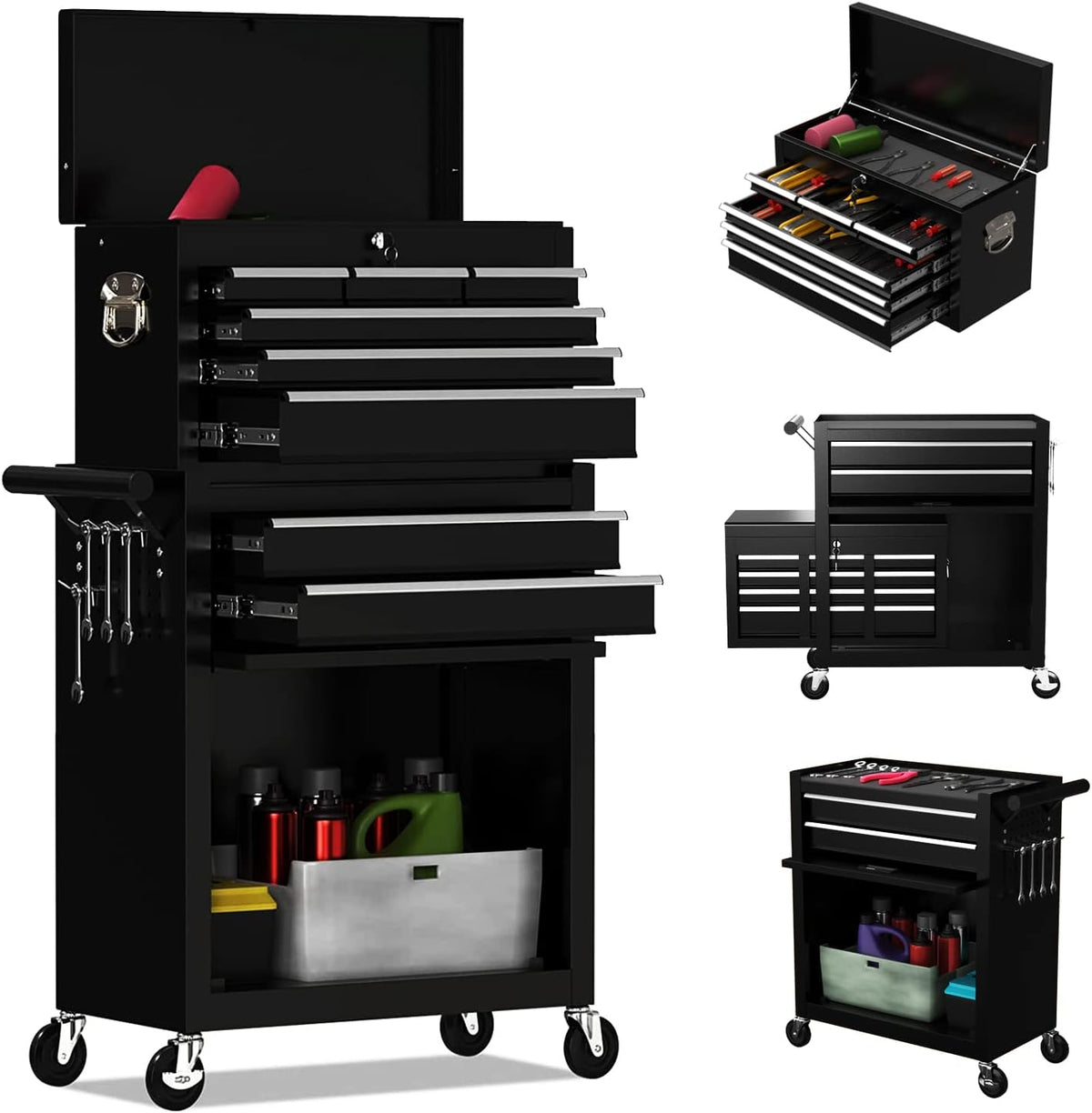 8-drawer high capacity rolling tool chest, removable cabinet, main product view