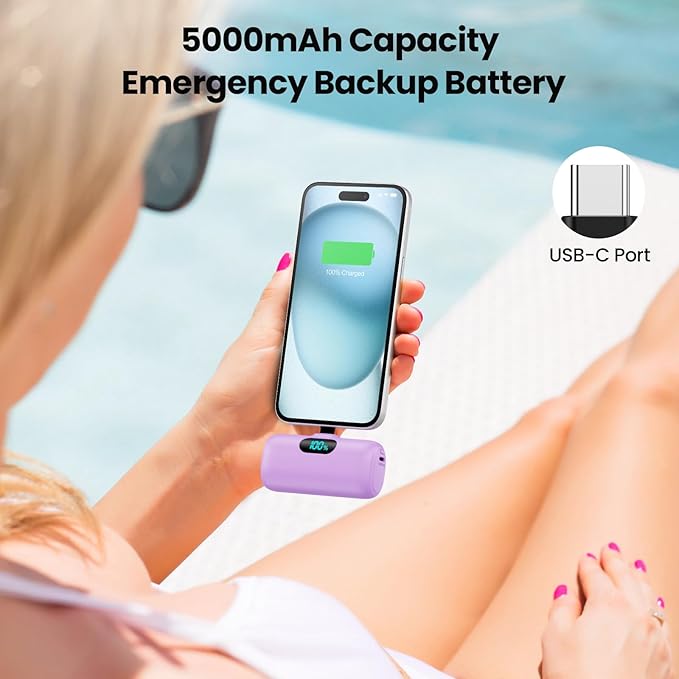 Mini Portable Charger USB C Power Bank, Upgraded 5000mAh PD Fast Charging - Image 7