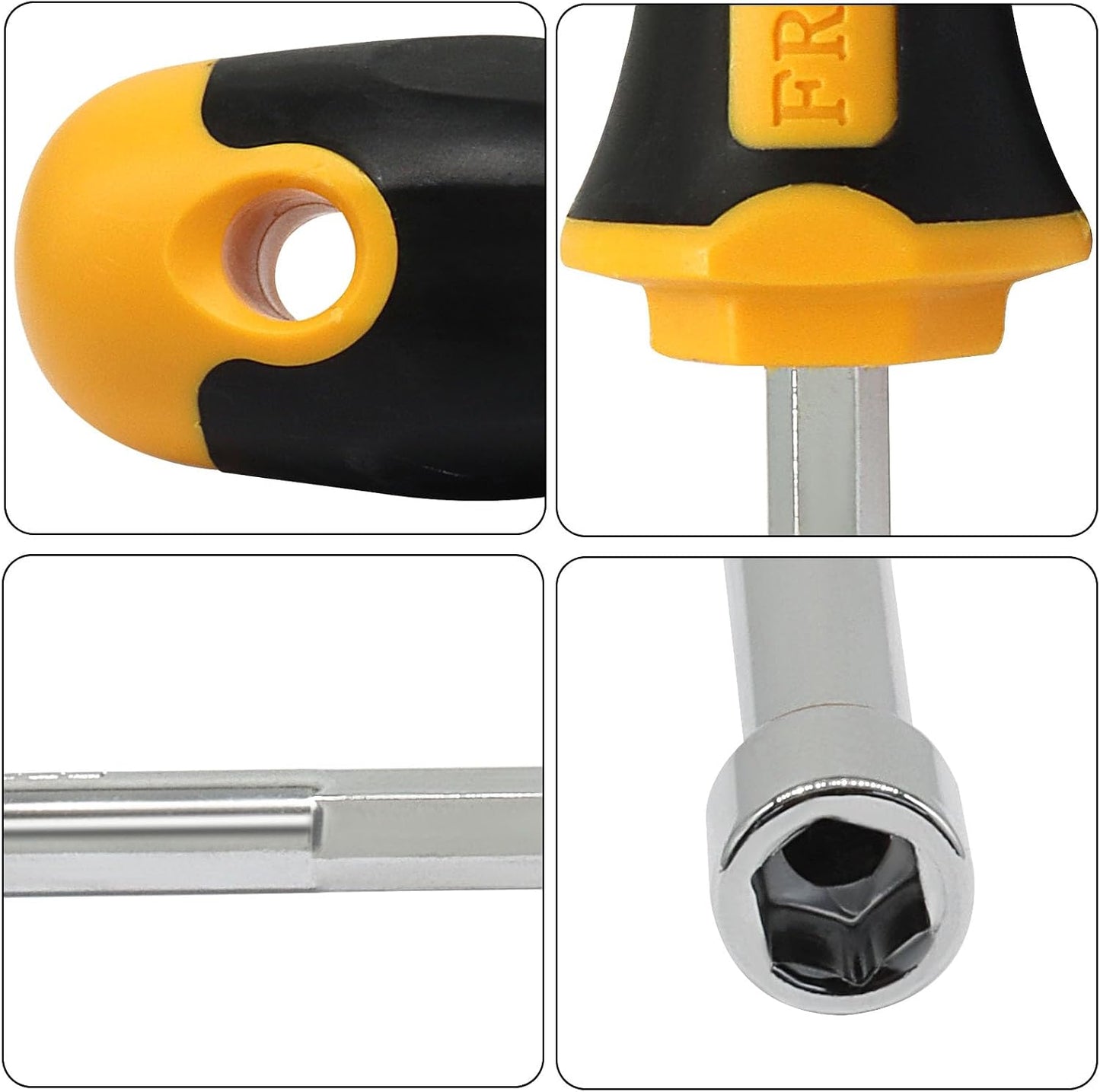 Bonsicoky 6mm Socket Wrench Screwdriver | Hex Nut Driver, Cushion Grip, High Carbon Steel, For Furniture Assembly, Bicycle & DIY Repairs