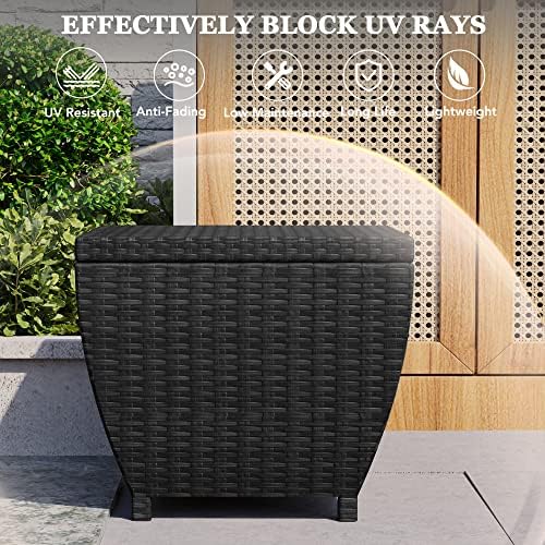 sundale pe wicker deck storage box, 13 gallon on a desk or shelf