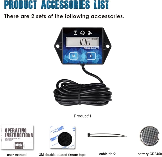2 Pieces Runleader Small Engine Timer, Digital Tachometer, Maintenance Reminder - Image 6
