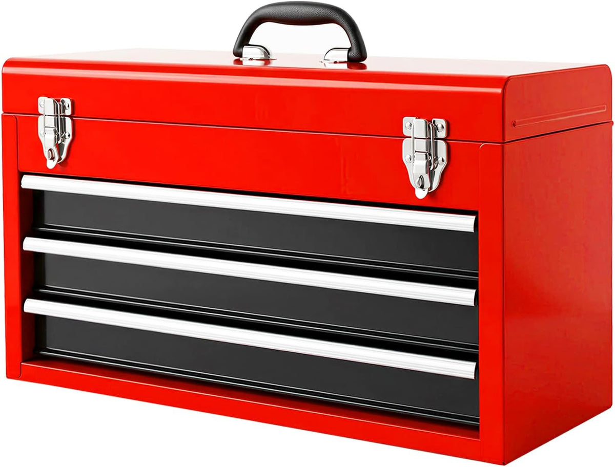 big red metal tool box, 20.5-inch, portable metal, main product view