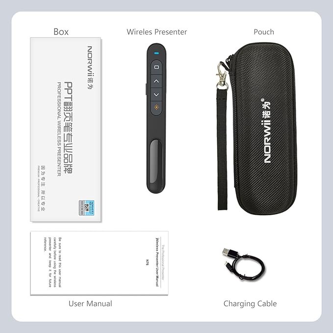 Norwii N76 Rechargeable Presentation clicker, Long Range Presentation Remote - Image 9