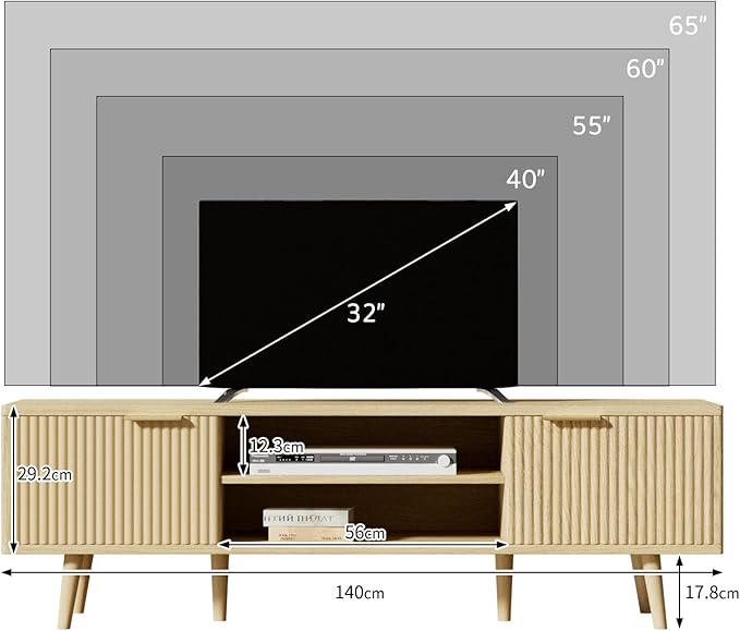 YLGJ&TIDY Modern Wood TV Stand Up to 60'', Universal Entertainment Center - Image 9