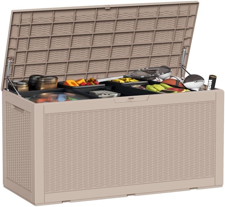 120 gallon waterproof large resin deck box, lockable, main product view
