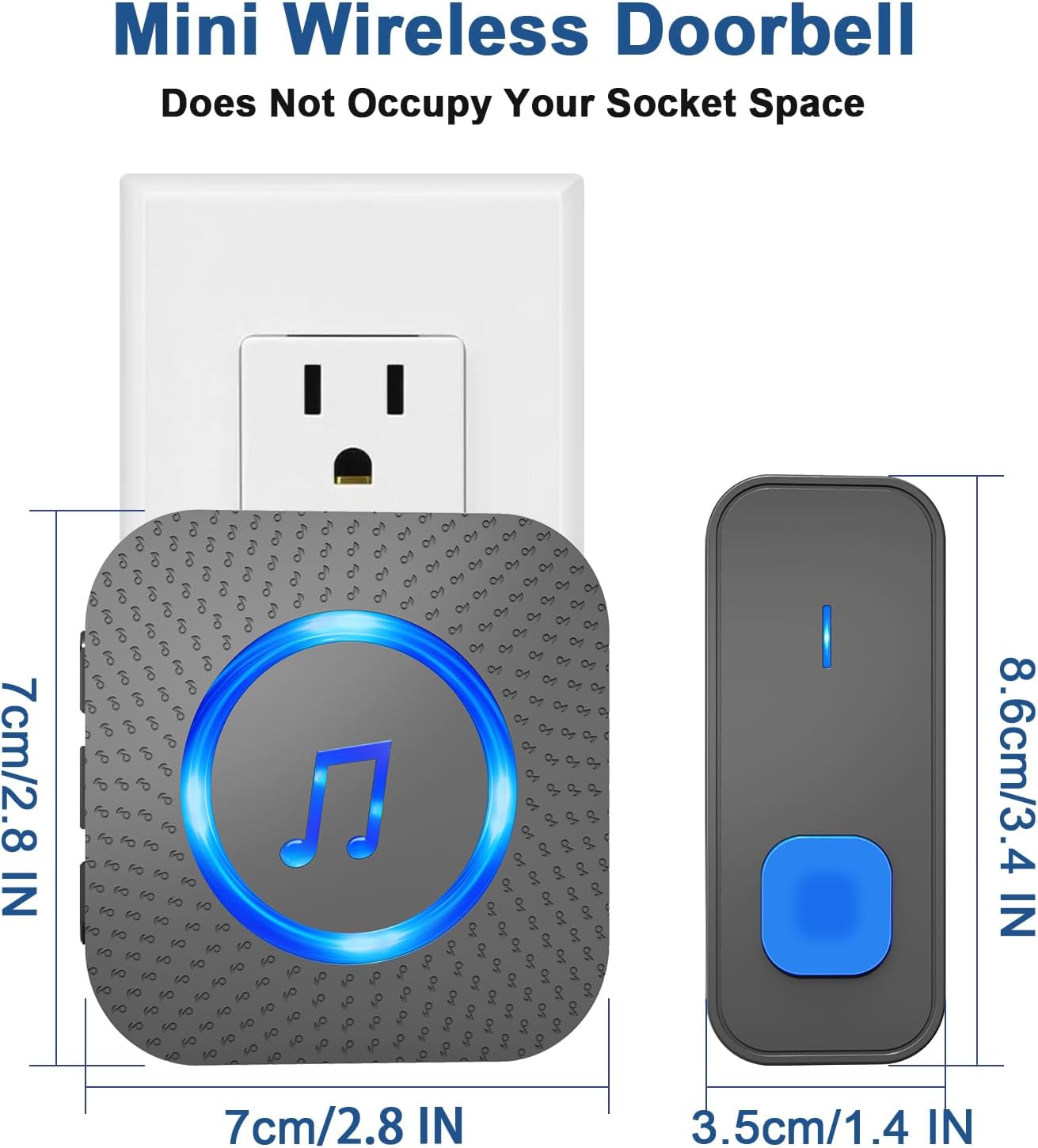 SURFOU Wireless Doorbell for Home, 1 Push Button & 1 Plug-in Receiver | Whole-Home Wireless Door Chime-1300ft Operating Range, Waterproof Door Chime with 55 Melodies, LED Alert