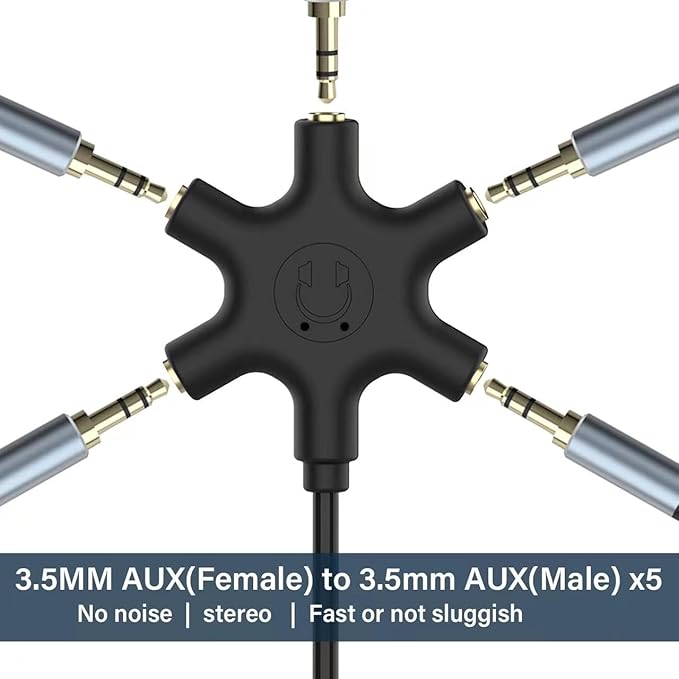 sovunis Multi Headphone Audio Splitter, 5-Way 3.5mm Jack Stereo Headset Adapter - Image 6