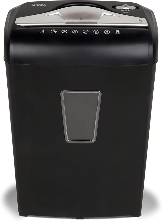 Aurora High-Security 8-Sheet Micro-Cut Paper Credit Card Shredder Black - Image 6