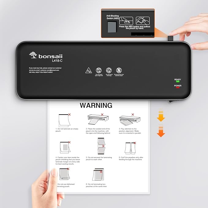 Bonsaii Laminator, 9 Inch 4 in-1 Thermal Laminator Machine Never Jam Technology - Image 8