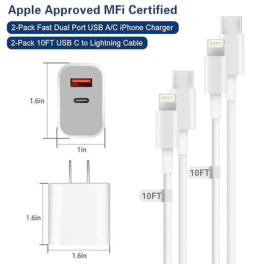 Fast Charger iPhone, Dual Port A/C iPhone Charger Fast Charging Adapter - Image 7