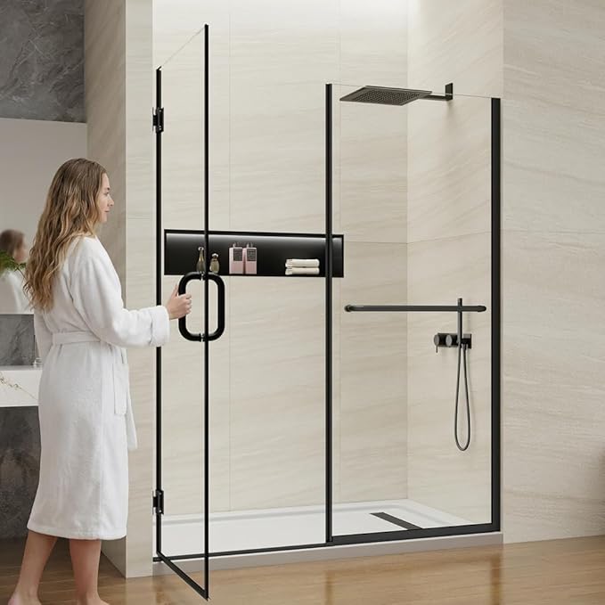 Pivot Swing Shower Door, Adjustable Width 58.9-60" W x 74" H Semi-Frameless - Image 9