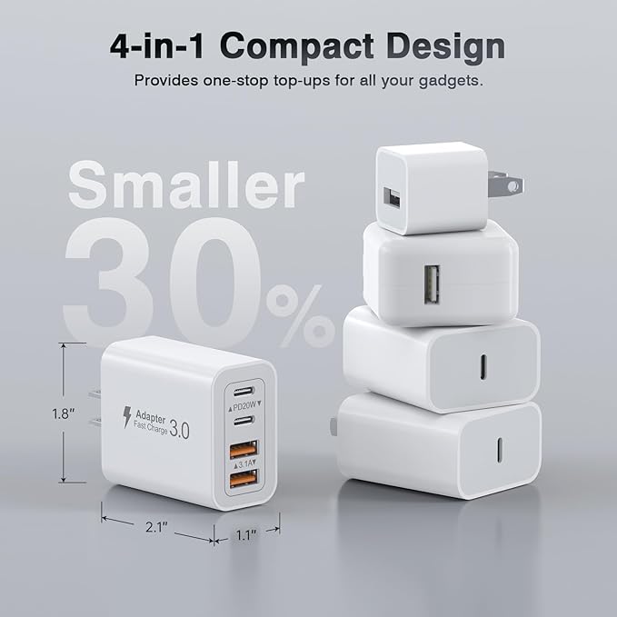 USB C Wall Charger, 40W Fast USB C Charger Block, 4-Port PD+QC Wall Plug Power - Image 8