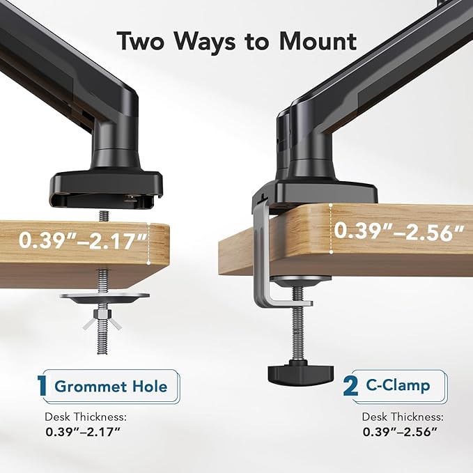HUANUO Dual Monitor Mount for 2 Monitors up to 32 inches, Each Arm Holds Max - Image 7