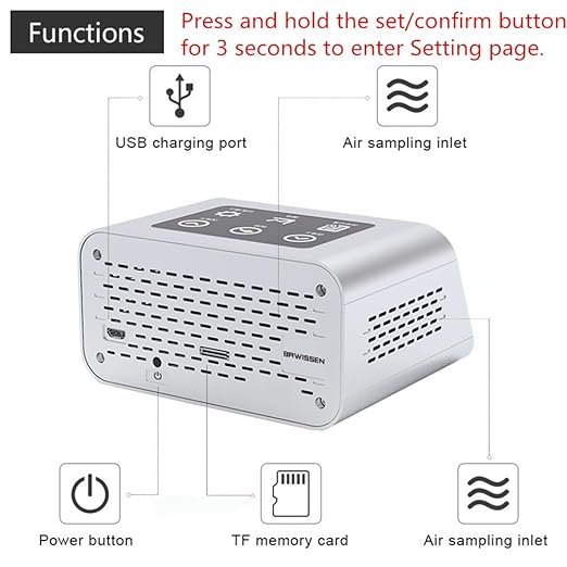 BRWISSEN Air Quality Monitor Indoor AQI Dust Meter Pollution Tester Particle - Image 9
