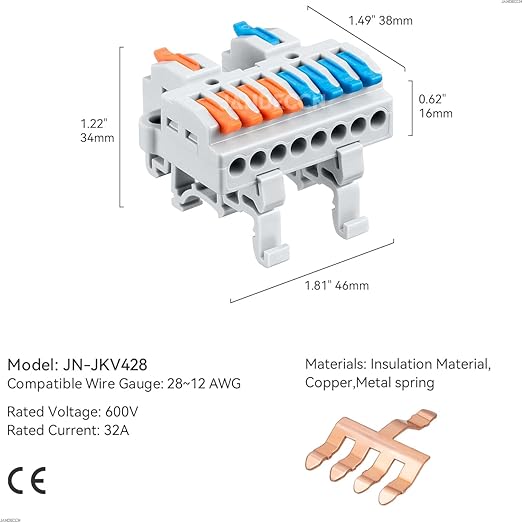 JANDECCN 6pcs DIN Rail Terminal Blocks, DIY Splicing Wire Connectors - Image 5