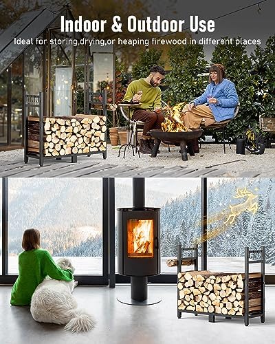 34inch firewood rack indoor with log carrier,outdoor wood on a desk or shelf