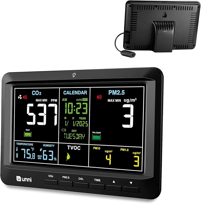 Air Quality Monitor Indoor 7" Display + Alerts, CO2 Monitor PM2.5 PM1.0 PM10 - Image 7