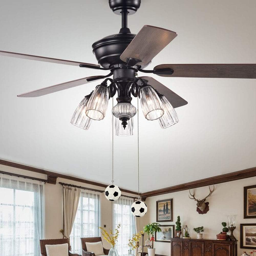 Ceiling Fan Pull Chain Soccer Ornaments Extension Light Pull Chain Set,Sport Theme Fan String Charm Decorative Extension,Fan Light Chains Ornaments,Soccer Pendant for Ceiling Fans Lights Lamp 2Pack