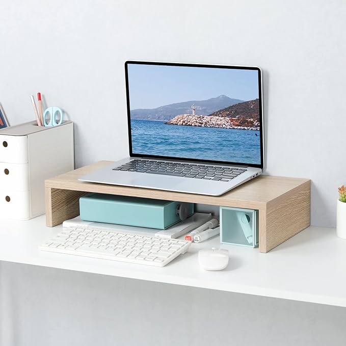 TEAMIX 20 Inch Wood Monitor Stand Riser, Wooden Desktop Stand - Image 8