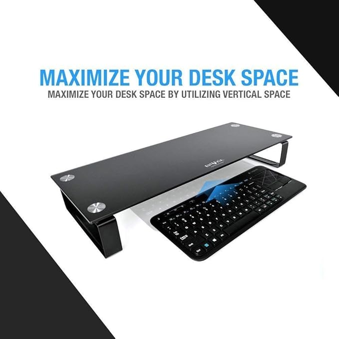 Eutuxia Type-S Black Tempered Glass Monitor Stand, All-In-One Desktop, Printer - Image 5