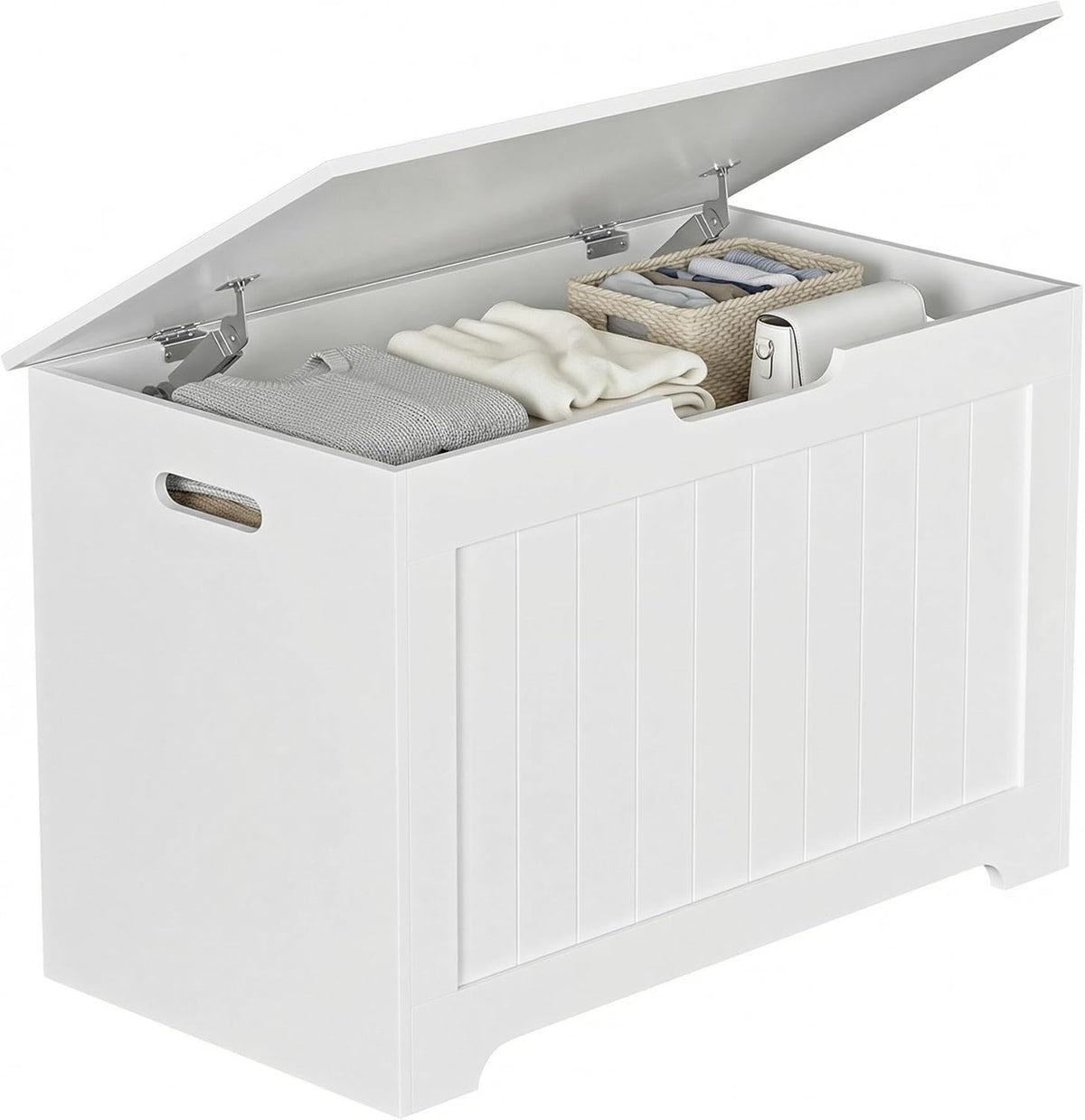 storage chest with flip-top lid, large wood trunk, main product view