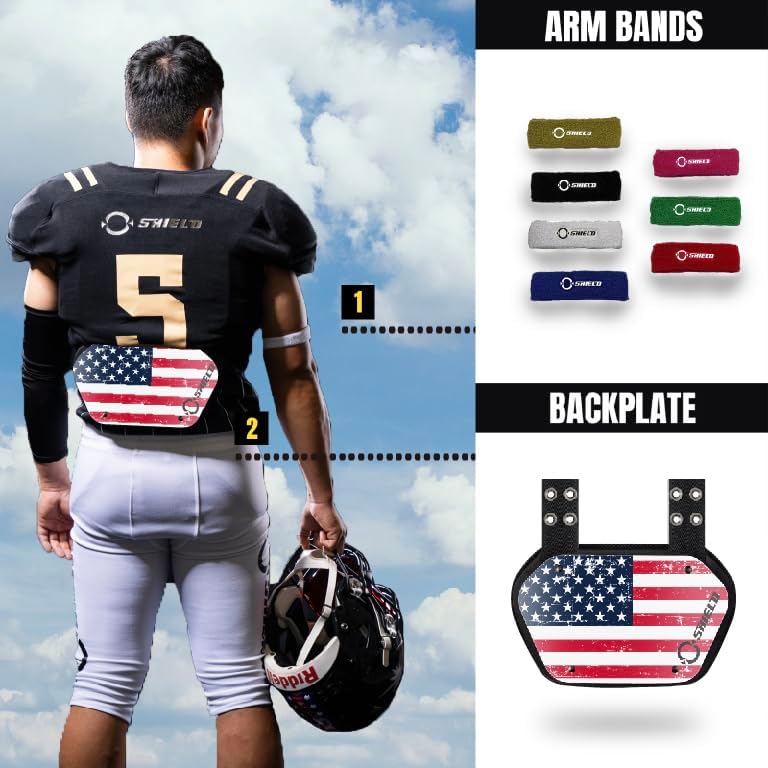 Football Backplate for Shoulder Pads, Flag Designs