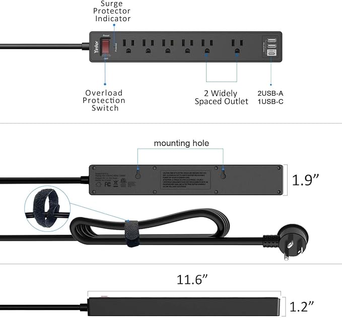 10 Ft Power Strip Surge Protector - Image 7