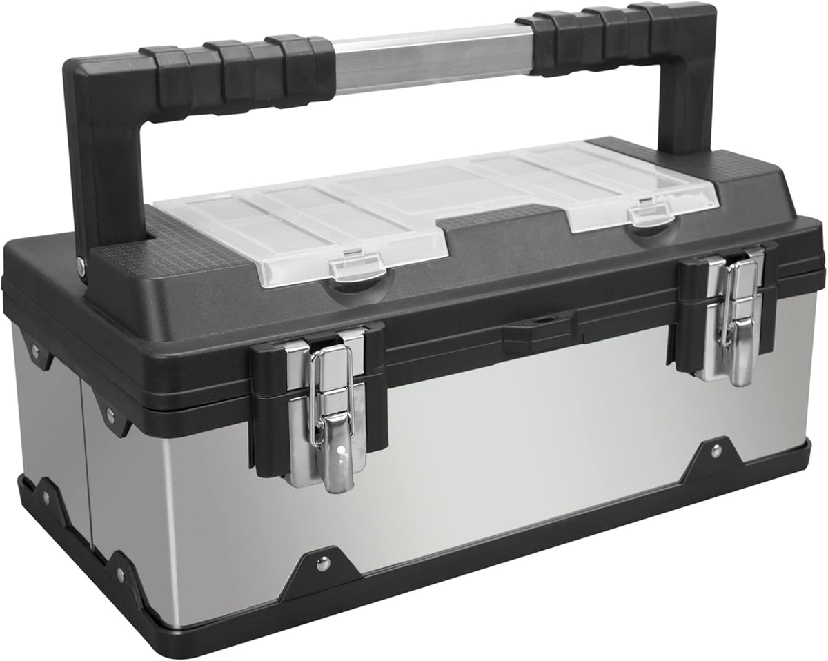 19" stainless steel and plastic portable storage tool, main product view