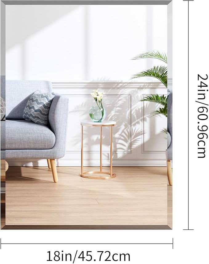 CILIBER 18x24 Beveled Mirror, Frameless Beveled Bathroom Mirrors - Image 9