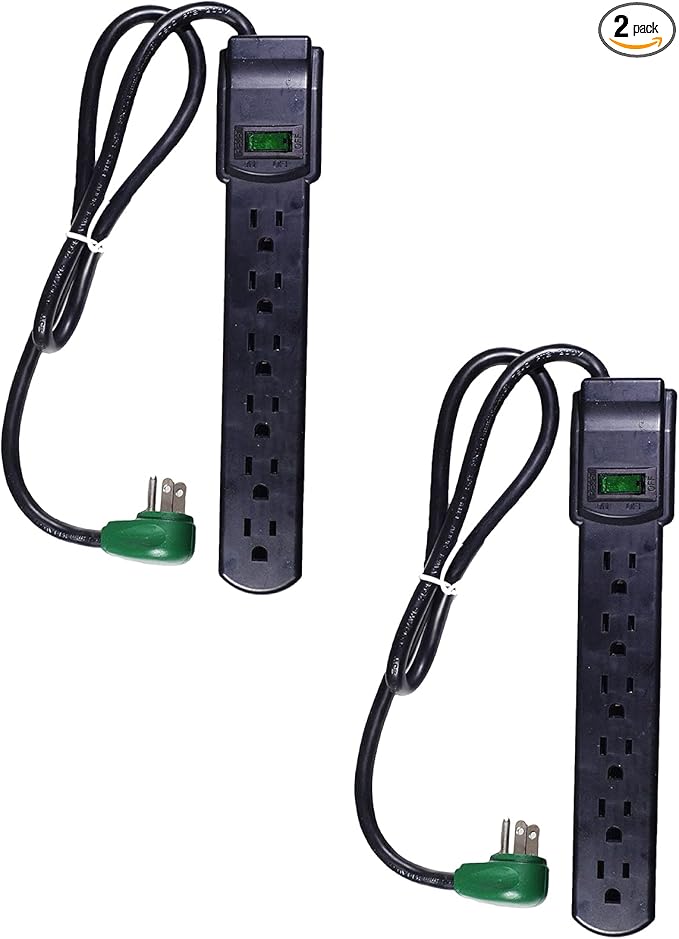 GoGreen Power Inc. 6 Outlet Surge Protector, 2.5FT Cord, 2 Pack by Unknown
