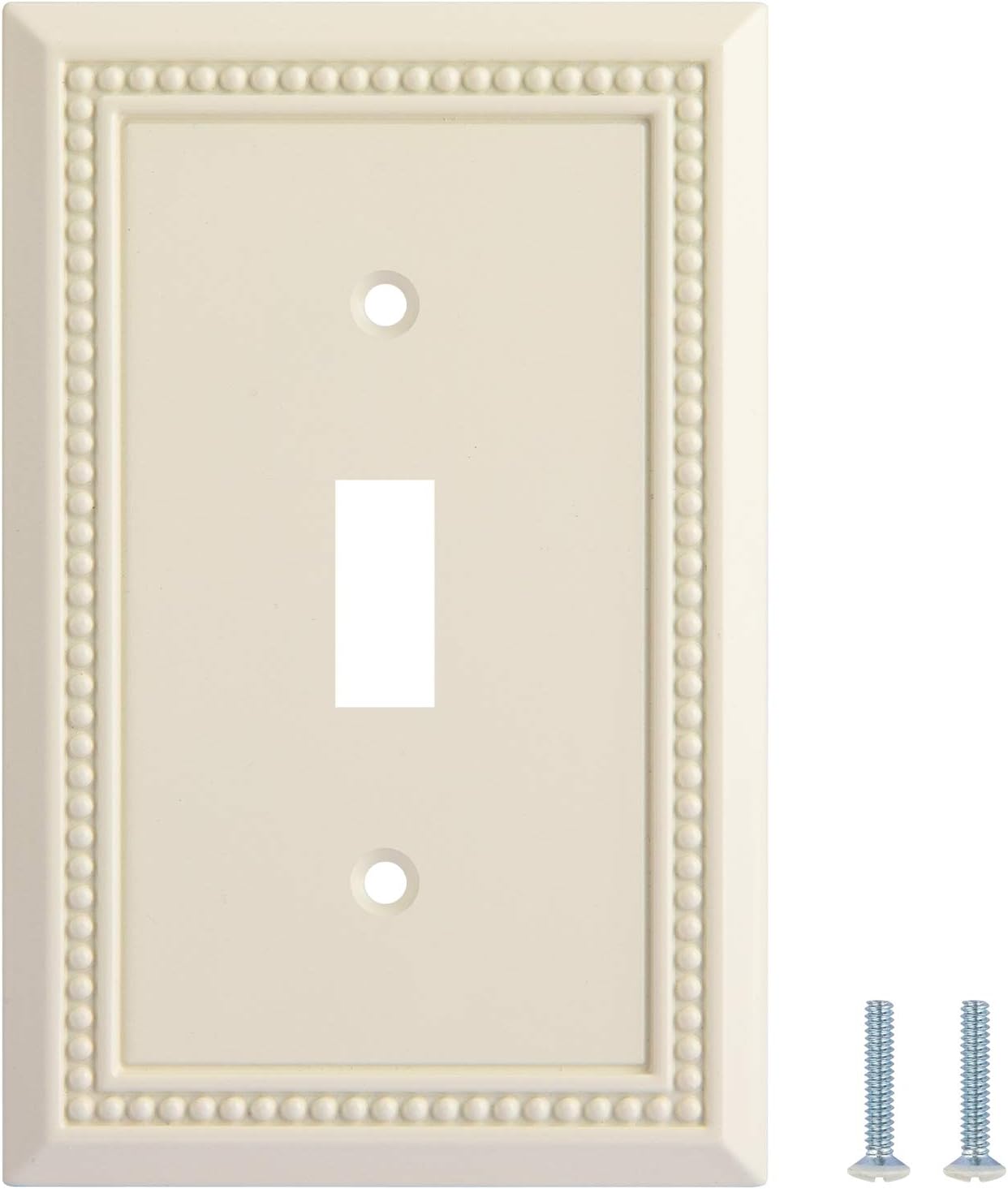 Sunken Pearls Heavy Duty Decorative Wall Plate Switch Plate Outlet Cover, Durable Solid Zinc Alloy (Single Toggle 2PK, Light Almond)