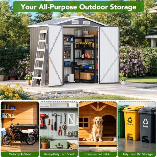 mxv 6x4 ft outdoor metal storage shed, lockable, view 9