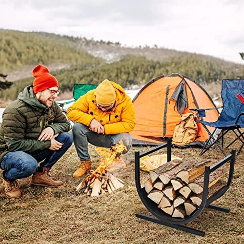 tangkula u-shaped firewood rack, patio lumber stacker stand, front angle view